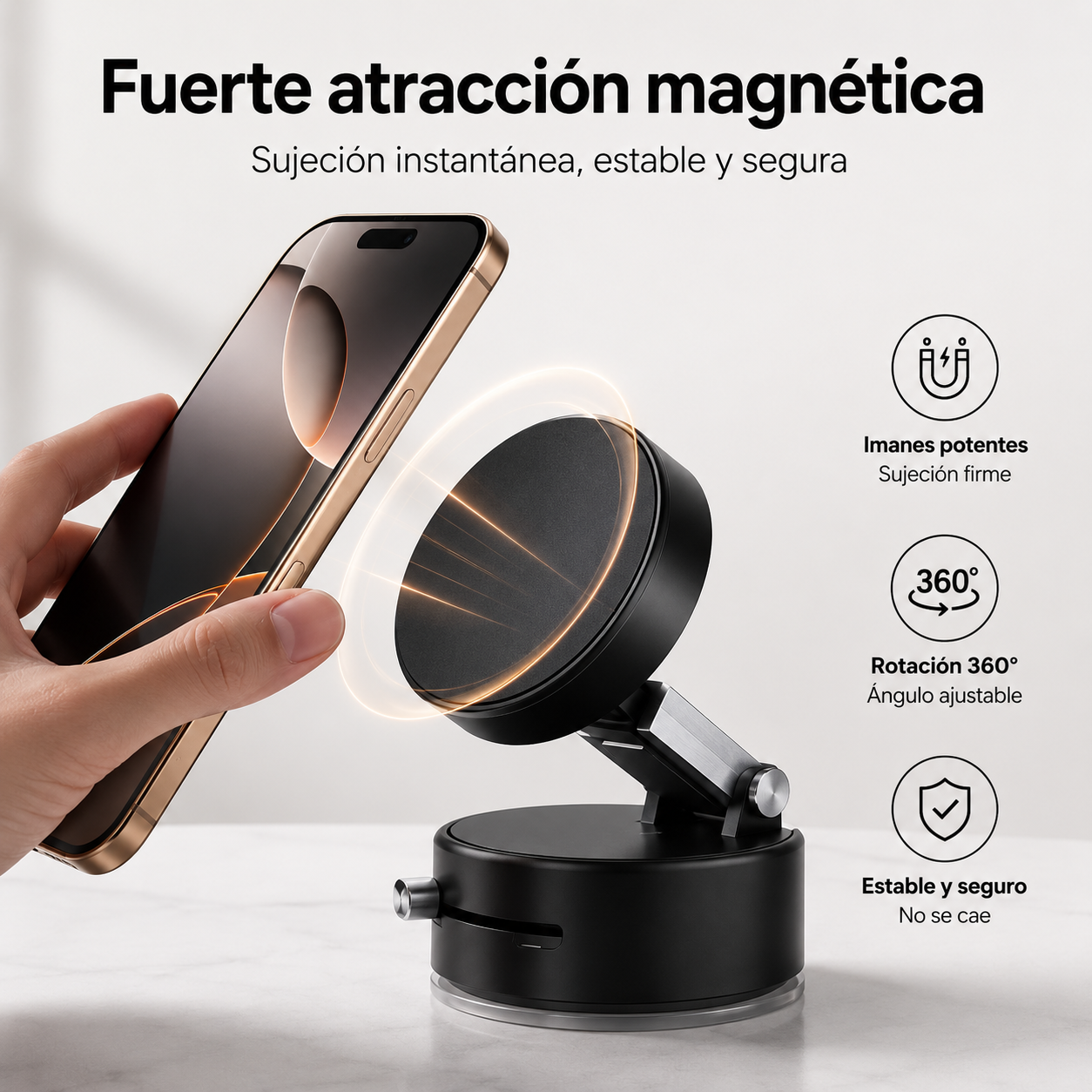 MagGrip 360™ | Soporte Magnético con Ventosa 360°