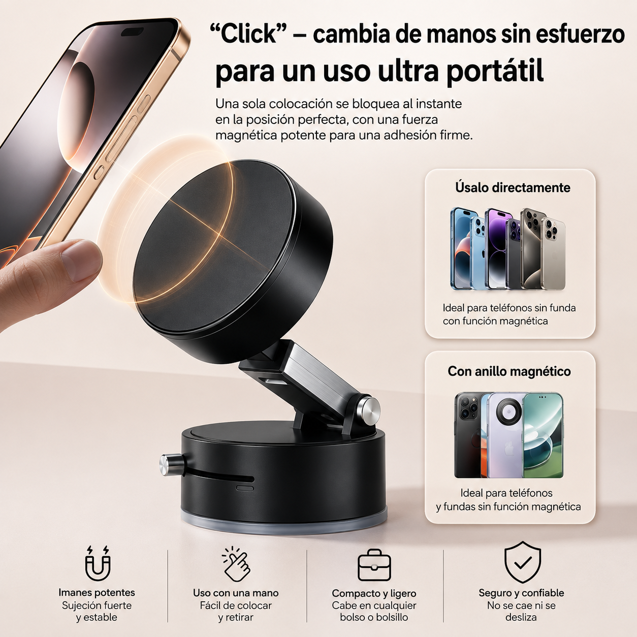 MagGrip 360™ | Soporte Magnético con Ventosa 360°