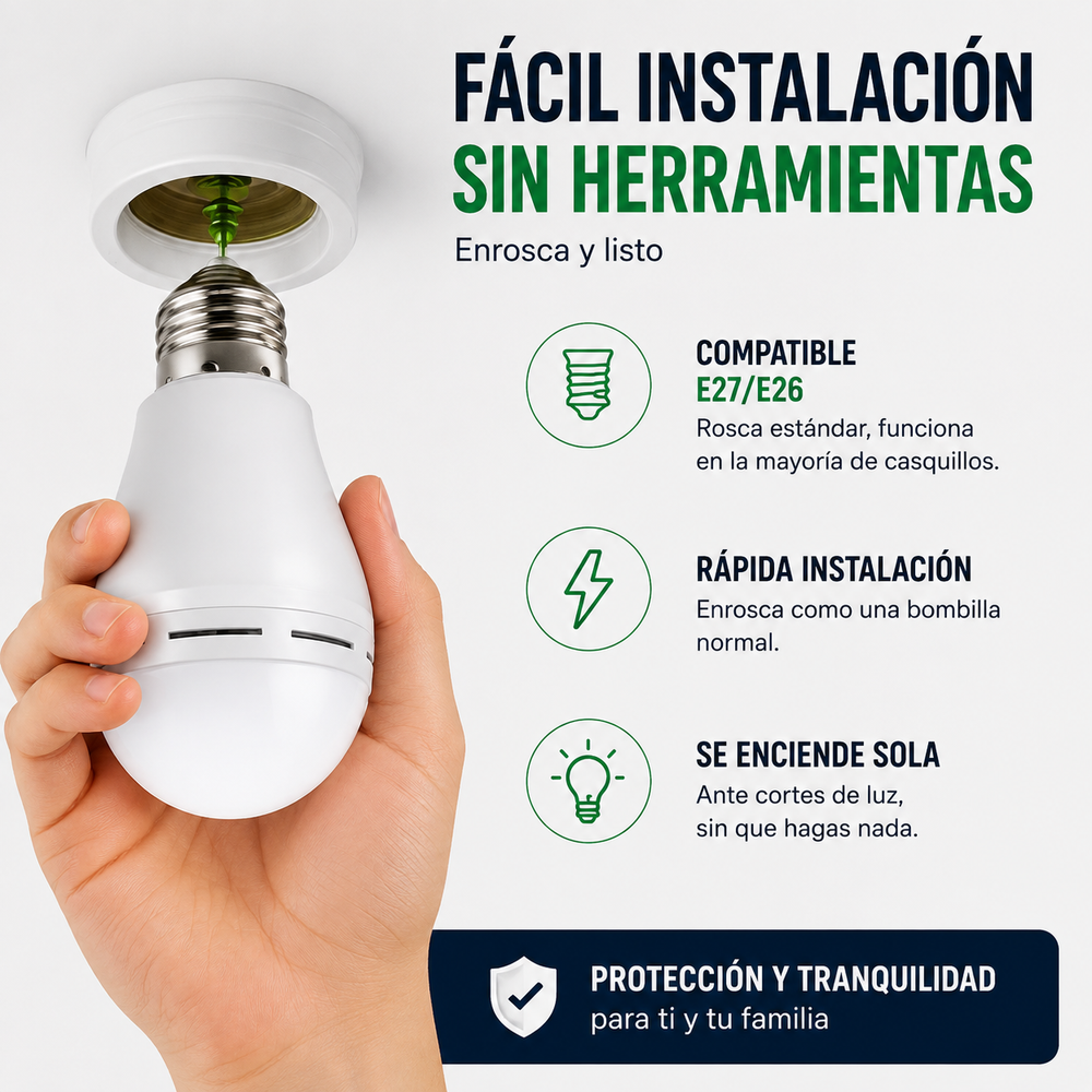 LumiSafe™ – Bombilla LED de Emergencia